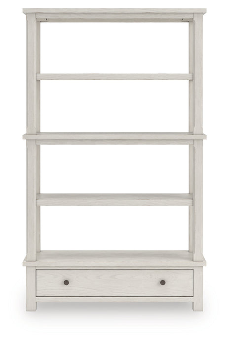 Robbinsdale antique white 75 inch bookcase head on front view