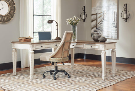 Realyn desk drop-front drawer open