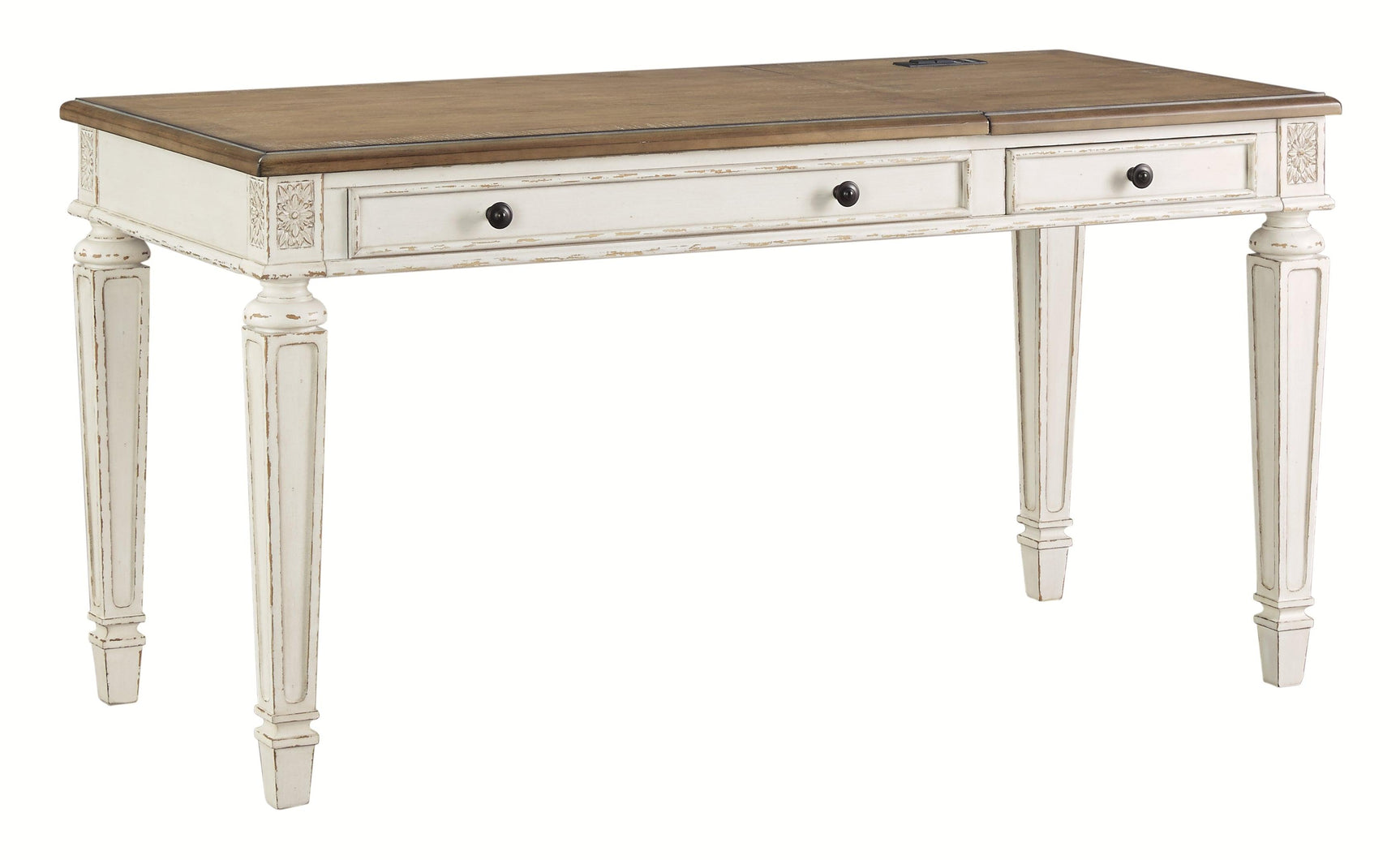Realyn desk lifted to standing position showing spacious surface