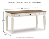 Realyn White and Brown Traditional Home Office 2-Desk Set