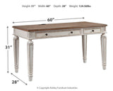 Realyn desk dimension chart image