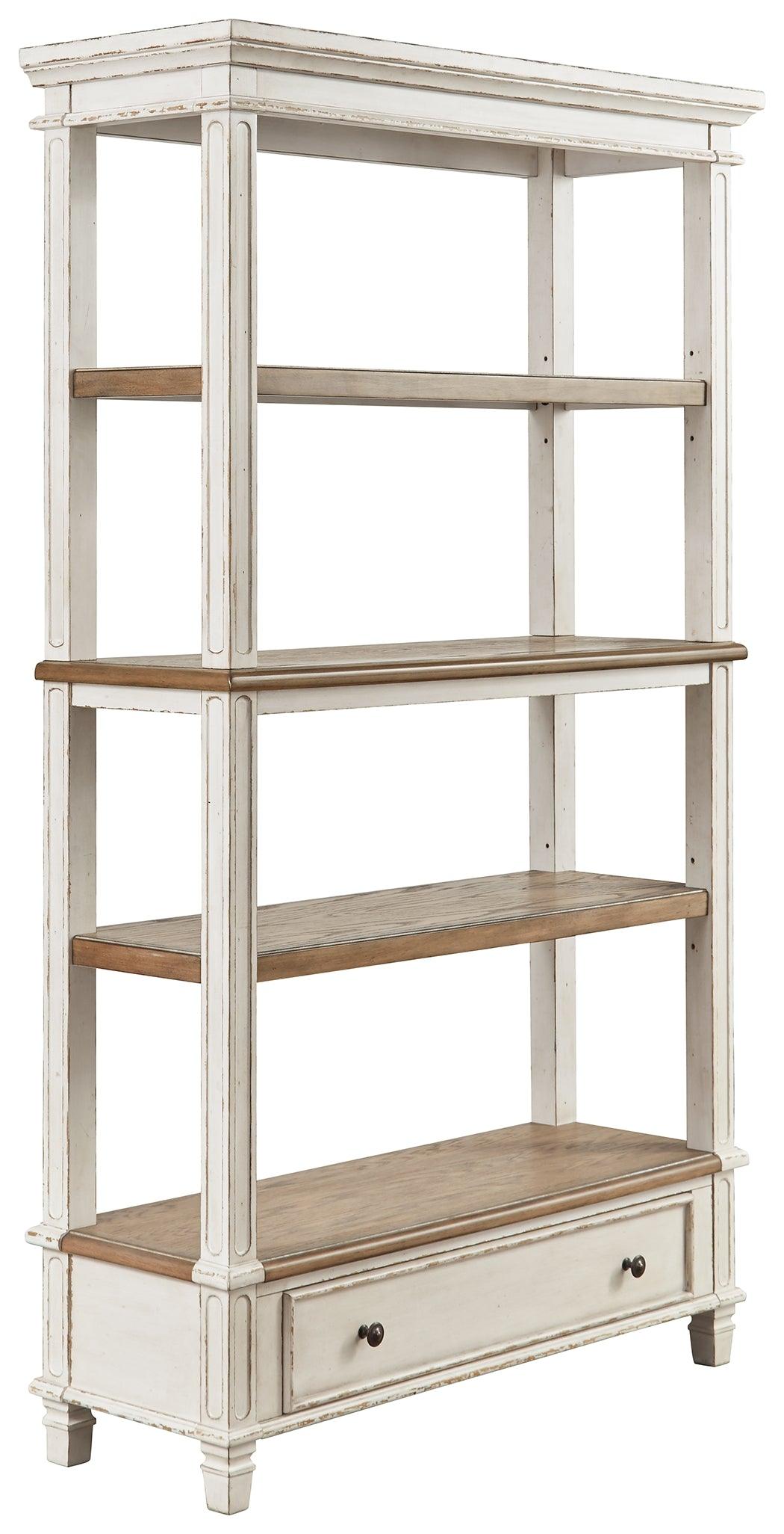 Realyn 75 inch bookcase angled side view