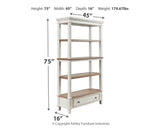 Realyn 75 inch bookcase dimensional diagram