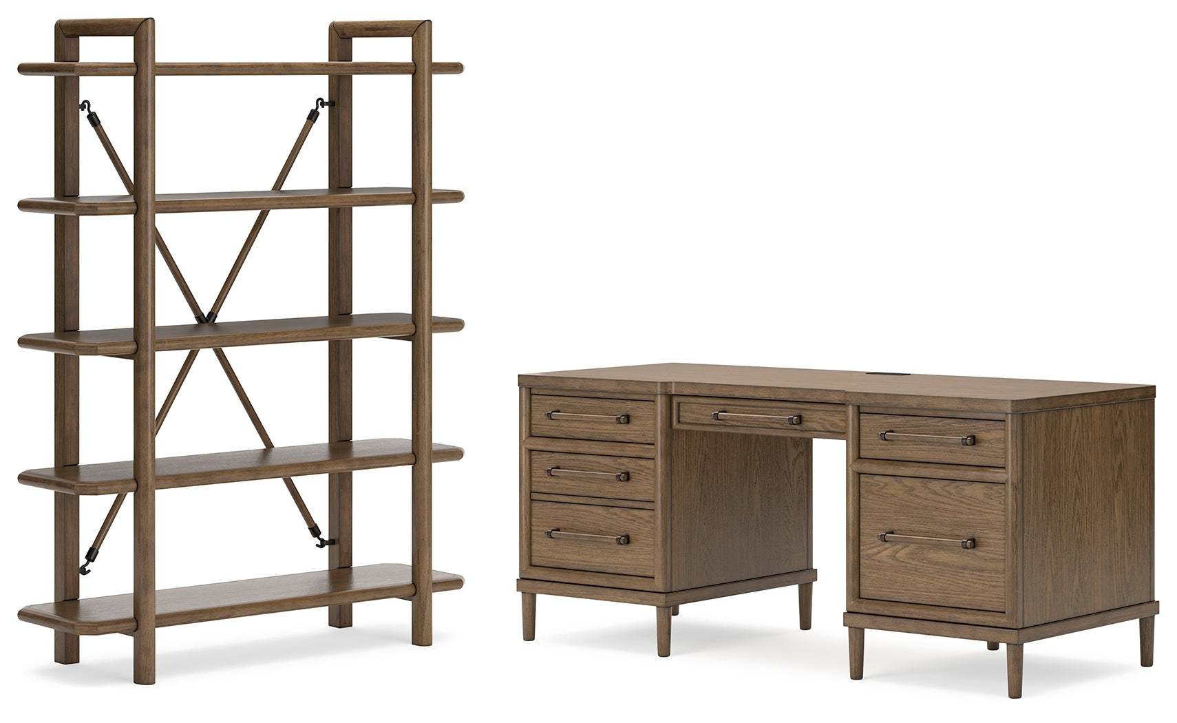 Roanhowe Brown Home Office Desk and Storage