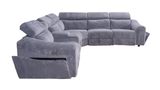 Yash Grey Premium Corduroy 6-Piece Reclining Sectional view 15