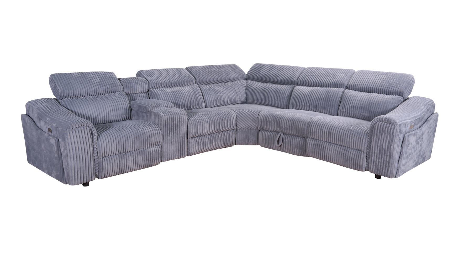 Yash Grey Premium Corduroy 6-Piece Reclining Sectional view 13