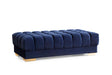 Mia Navy Velvet Rectangle Ottoman front angle showing velvet upholstery