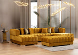 Mia Mustard Velvet Rectangle Ottoman side view highlighting rectangular shape
