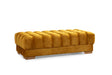 Mia Mustard Velvet Rectangle Ottoman front view with mustard velvet upholstery