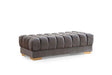 Mia gray velvet rectangle ottoman front angle
