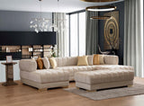Mia Ivory Velvet Rectangle Ottoman side angle