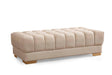 Mia Ivory Velvet Rectangle Ottoman front angle