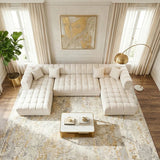 JAYLA IVORY VELVET DOUBLE CHAISE 141" SECTIONAL view 2