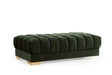Green velvet rectangular ottoman angled front view