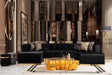 Amelia Black Velvet Double Chaise 140 Sectional sofa front view