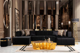 Amelia Black Velvet Double Chaise 140 Sectional sofa front view