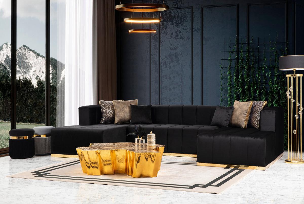 Amelia Gold Coffee Table styled with decor items