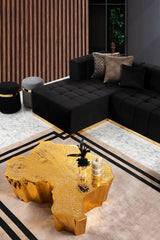 Living room scene with Amelia Black Velvet Double Chaise Sectional