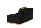 Room setting with Amelia Black Velvet Double Chaise Sectional