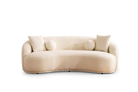Close detail of stitching on Emily Ivory Boucle Sofa