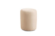 Front view of Ava Ivory Boucle Stool showing ivory boucle upholstery and wooden legs