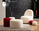 Ava Ivory Boucle Round Ottoman - Ella Furniture