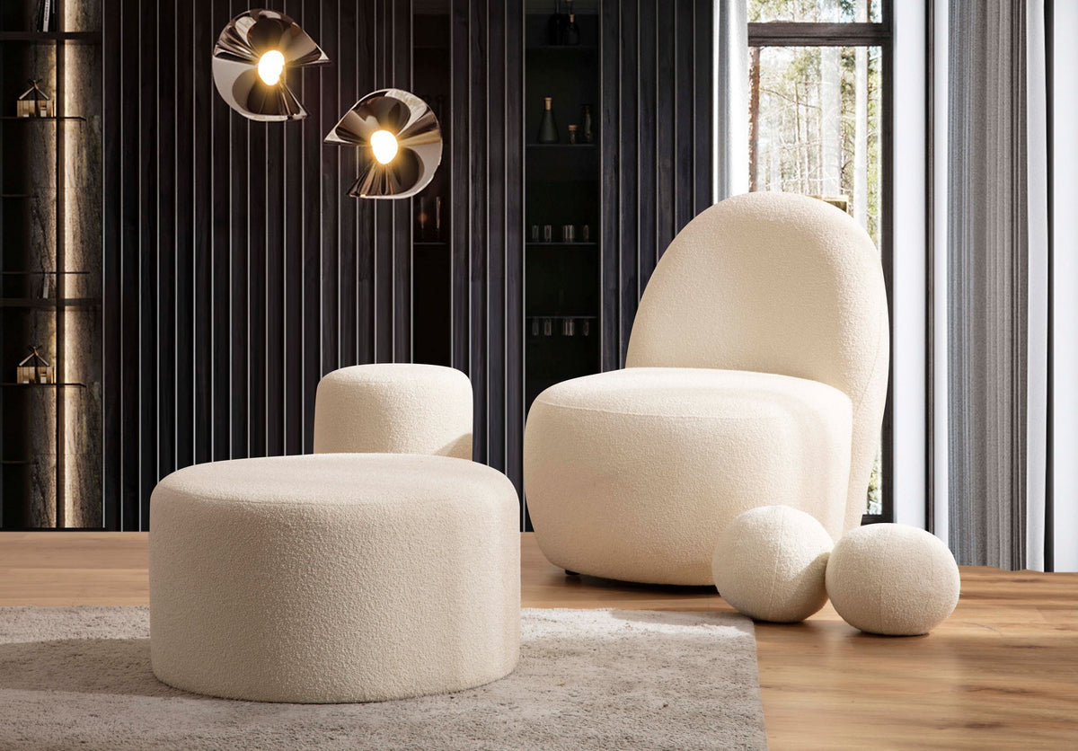 Ava Ivory Boucle Accent Chair