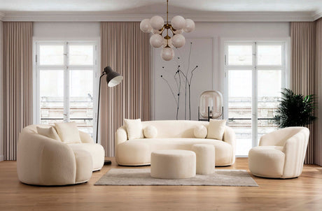 Main view of Emily Ivory Boucle Sofa and Loveseat set