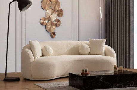 Close-up detail of sofa stitching and fabric