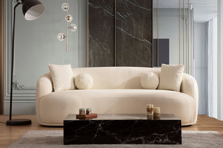 Emily Ivory Boucle Sofa main view front angle