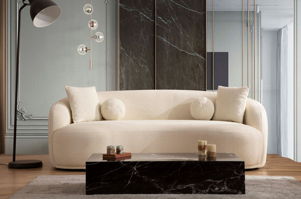 Emily Ivory Boucle Sofa main view front angle