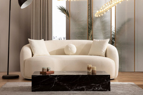 Emily Ivory Boucle Loveseat front angle view