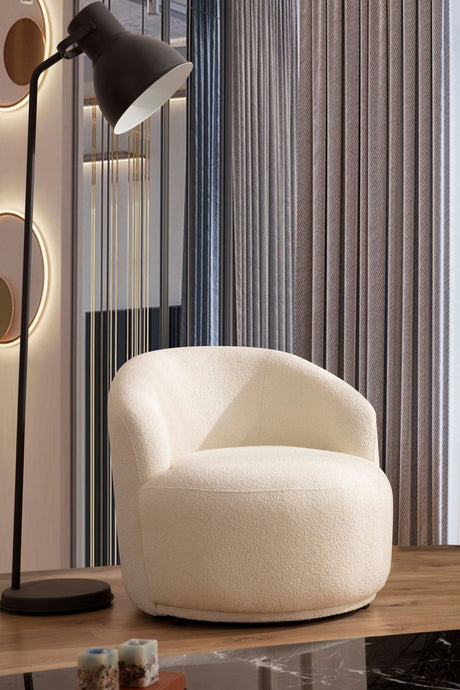 Emily Ivory Boucle Accent Chair front view