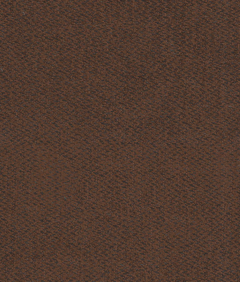 Close-up of brown upholstery and black metal legs on armchair