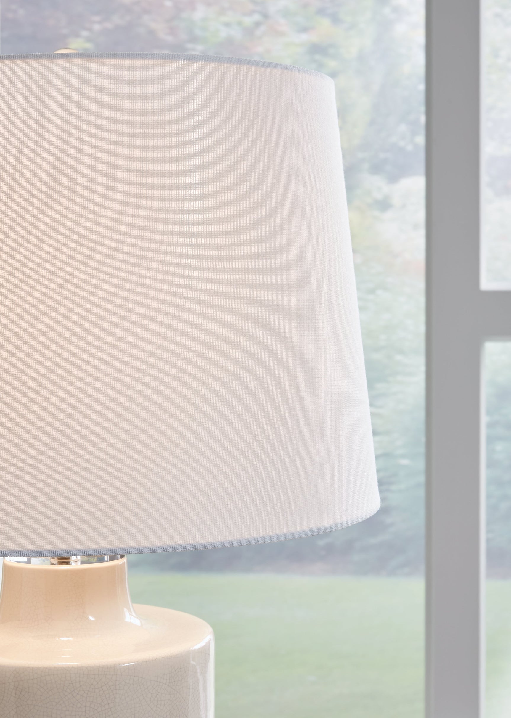 Detail of Cylener lamp fabric drum shade