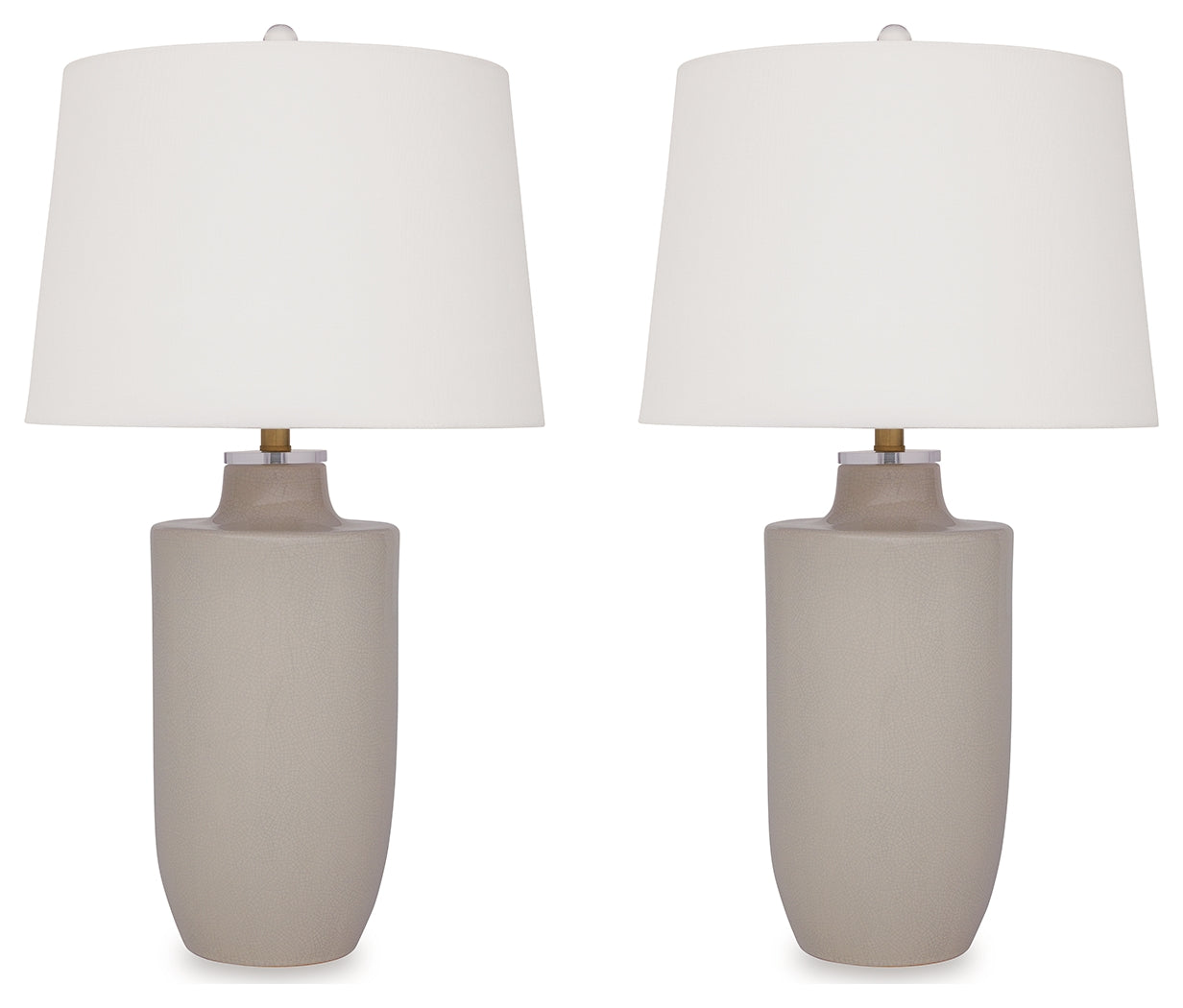 Side angle of Cylener off white ceramic table lamp