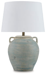 Close-up of fabric shade on Shawburg lamp