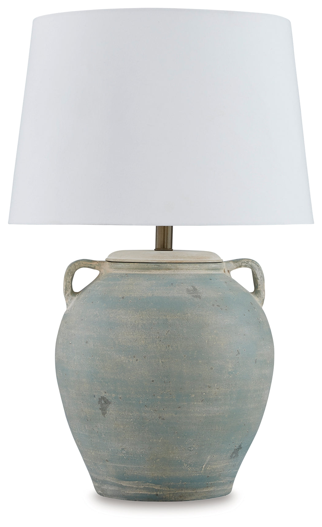 Close-up of fabric shade on Shawburg lamp
