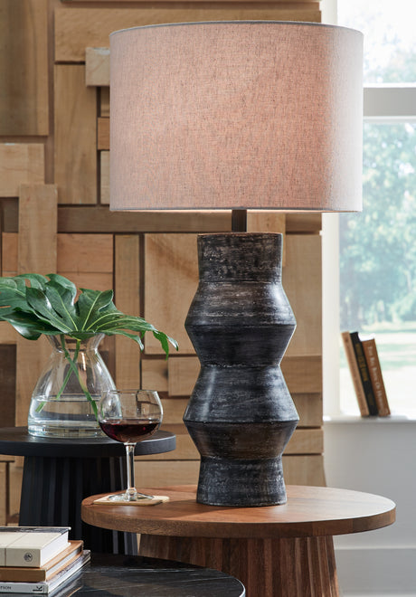 Kerbert table lamp side angle with textured base