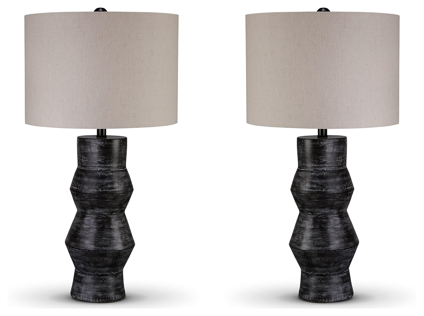 Close-up of distressed black rubbed finish on lamp base