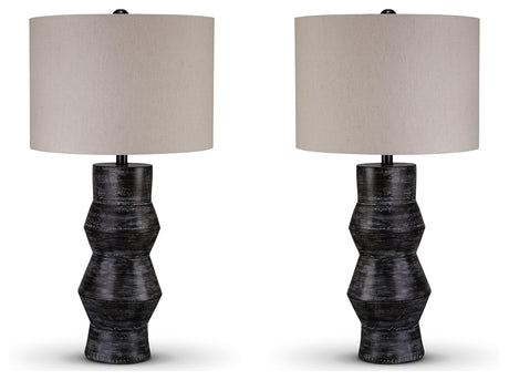 Close-up of distressed black rubbed finish on lamp base