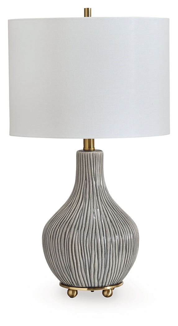 Judlen Table Lamp side angle showing ceramic base and shade