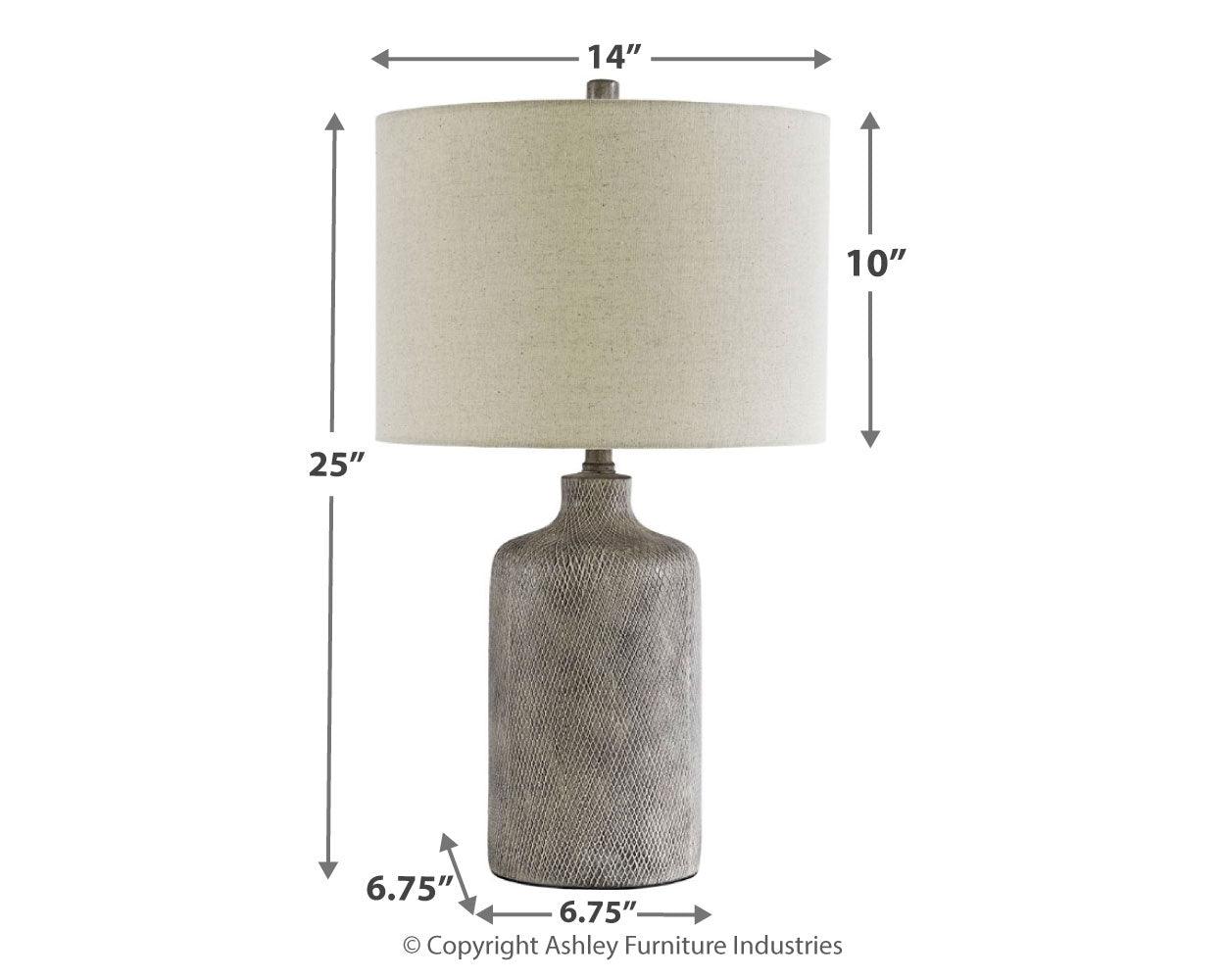Close-up of Linus table lamp antique black ceramic base finish