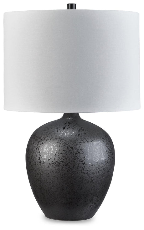Close-up of Ladstow Table Lamp fabric drum shade
