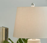 Base detail of Afener Blue and Beige ceramic table lamp