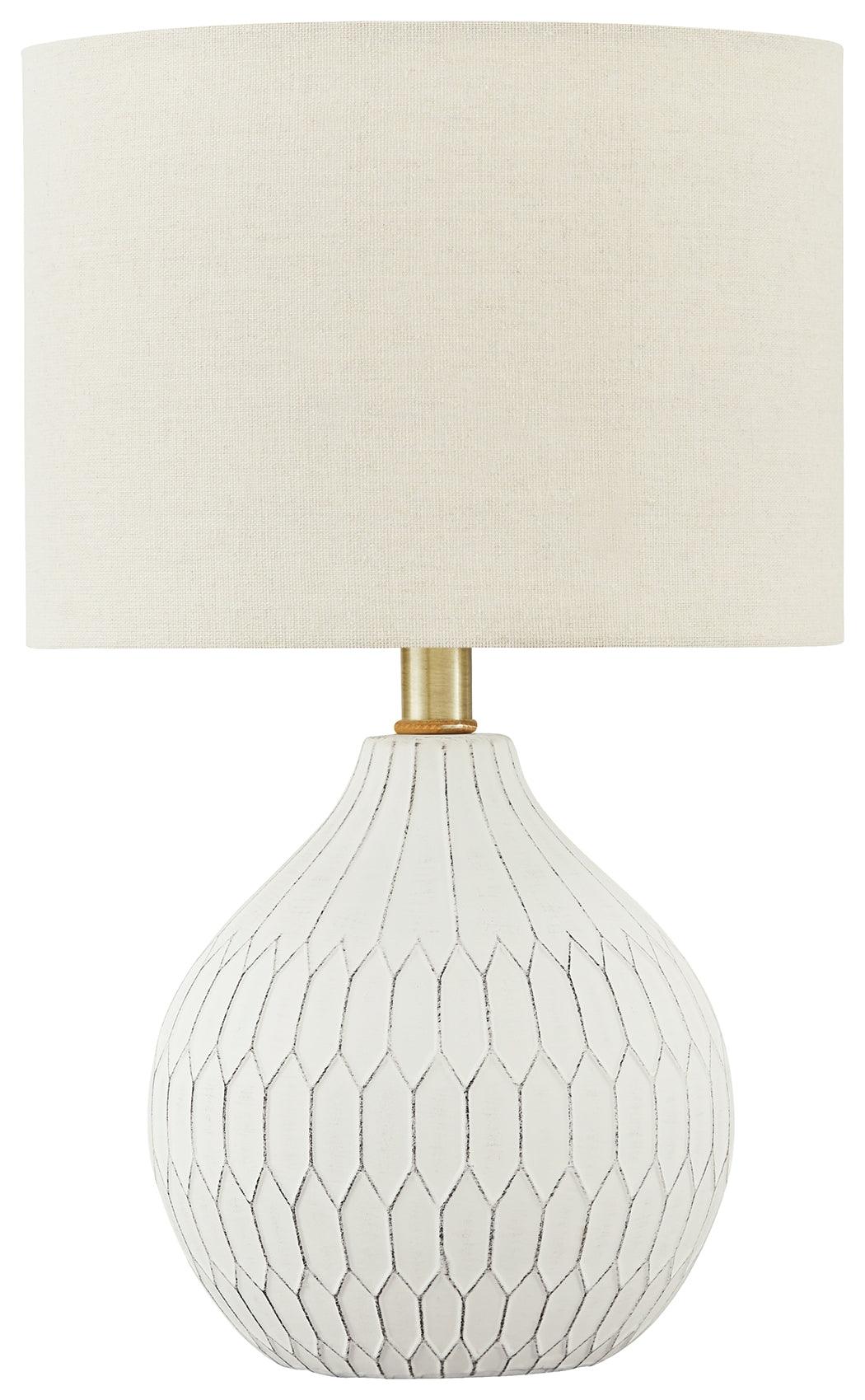 Close-up of Wardmont lamp ceramic base finish