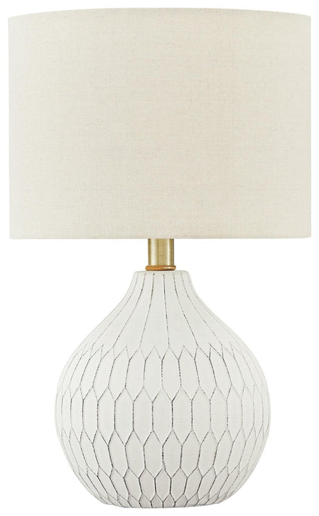 Close-up of Wardmont lamp ceramic base finish