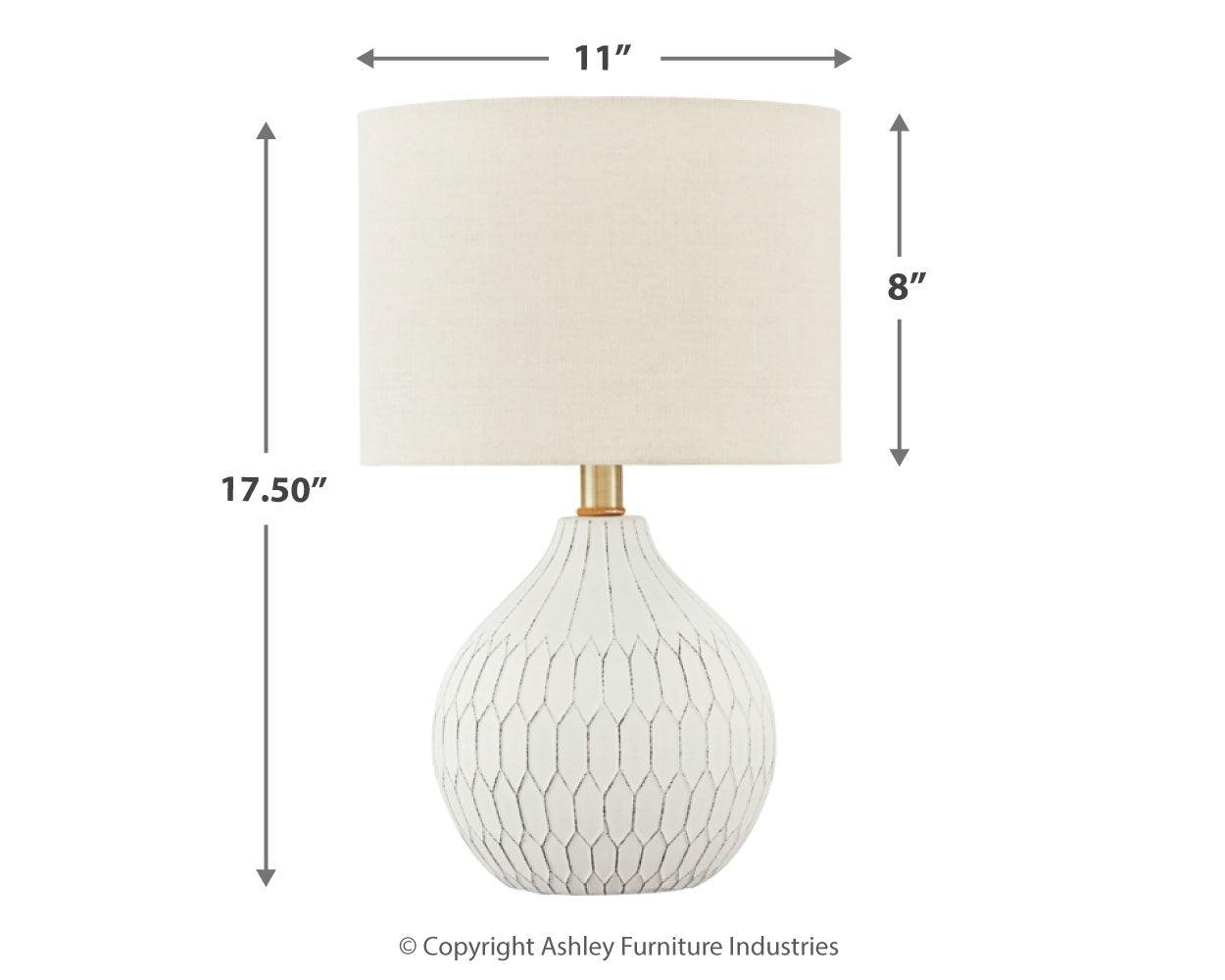 Dimension diagram of Wardmont White Table Lamp
