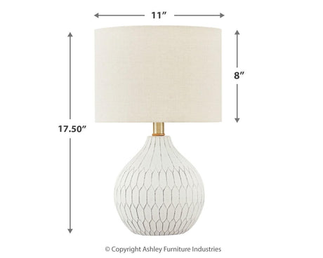 Dimension diagram of Wardmont White Table Lamp