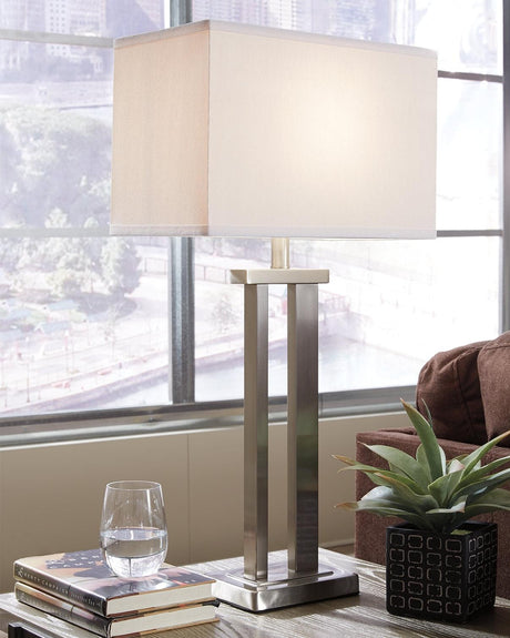 Aniela Silver Finish Table Lamp set of 2 with fabric shades